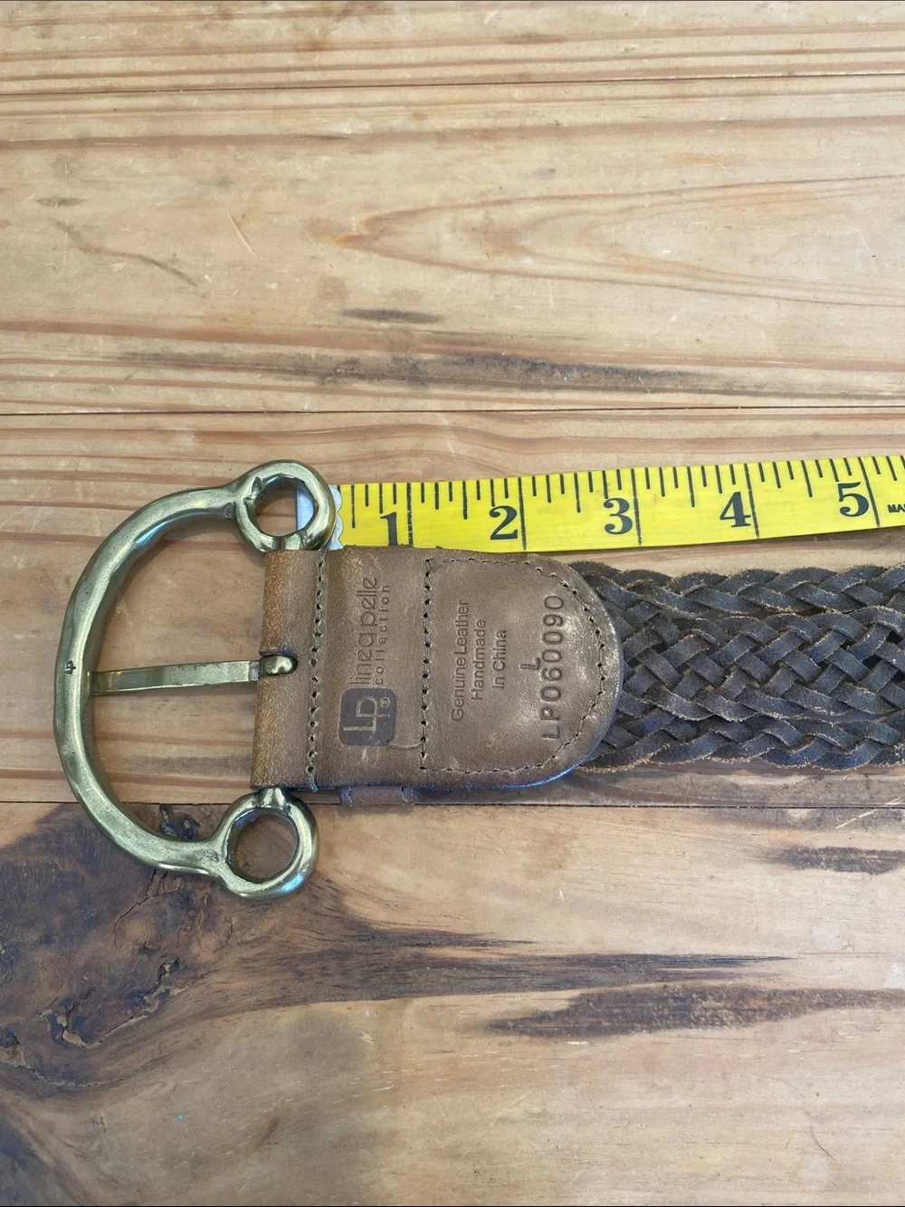 Vintage Linea Pelle CollectionGenuine Leather belt with gold rustic buckle!